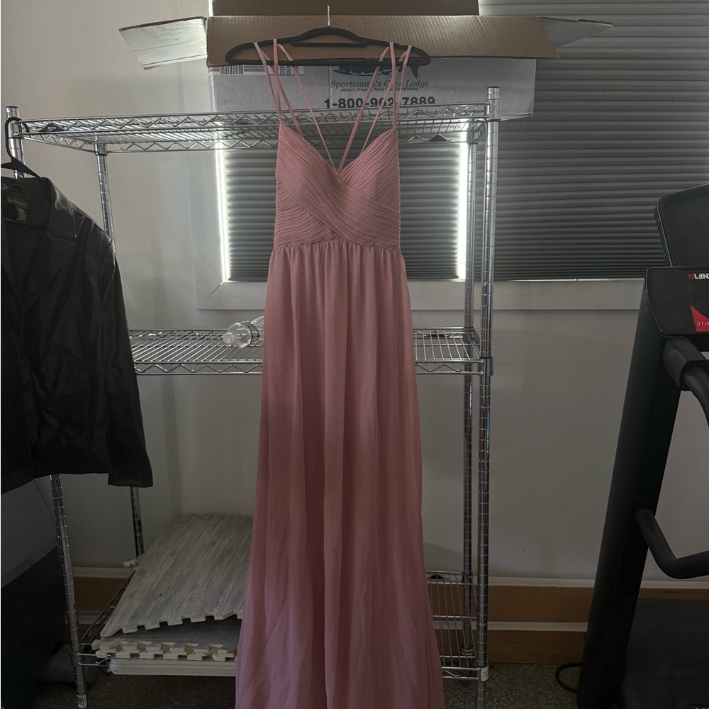 Azazie Dusty Rose Strappy Maxi Gown